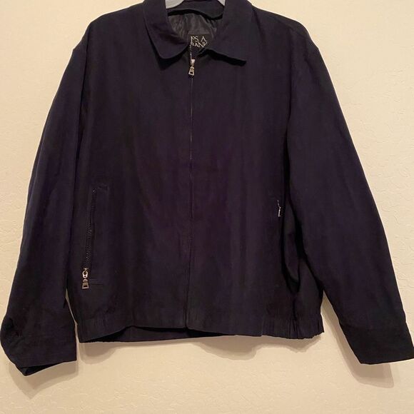 Jos A Bank Microfiber Jacket Coat Size XL XLarge Dark Blue - Picture 1 of 1